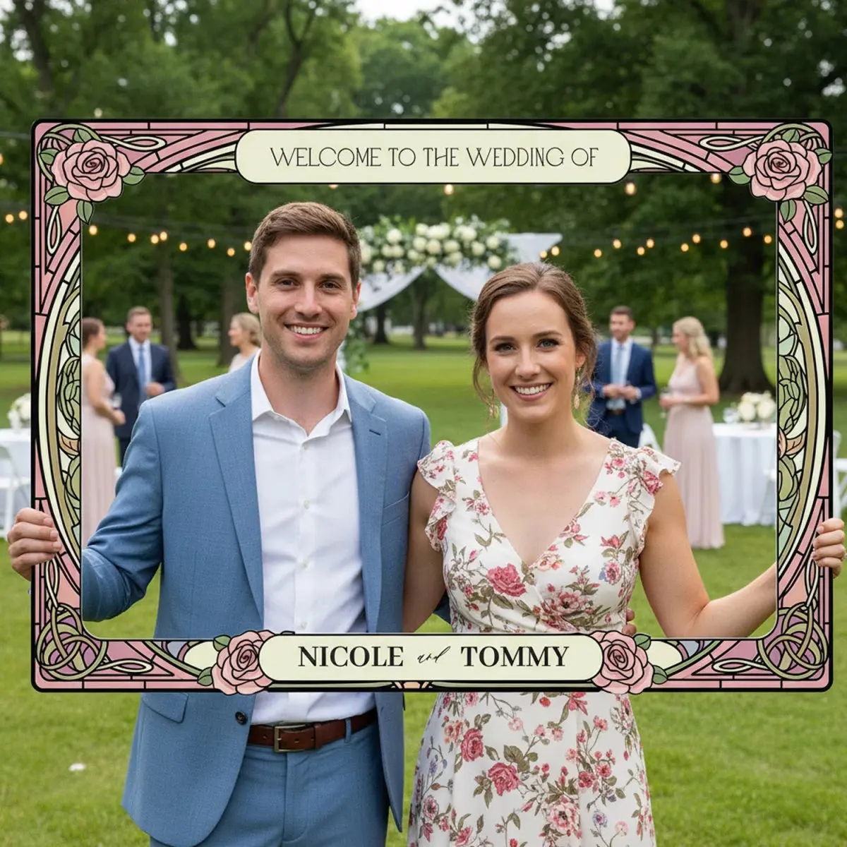 Personalized Wedding Photo Booth Frame, Vine Wedding Theme Photobooth Frame
