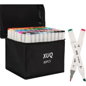 80 Colors Dual Brush Tip Permanent Art Markers for Coloring Book Painting Card Making, Great Christmas Gift Value Pack for Adults Beginners
