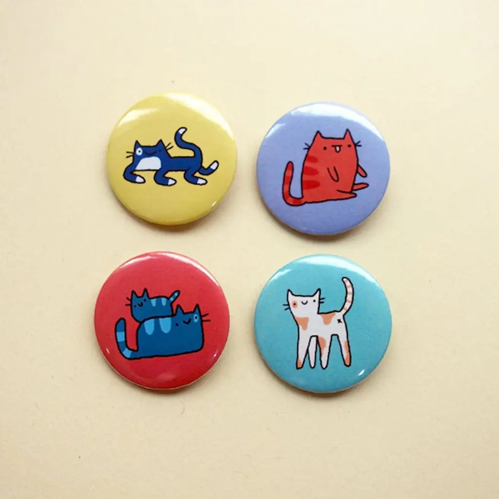 Cute Cat Buttons - Button Pins in Vibrant Colors for Adorable Outfits ...