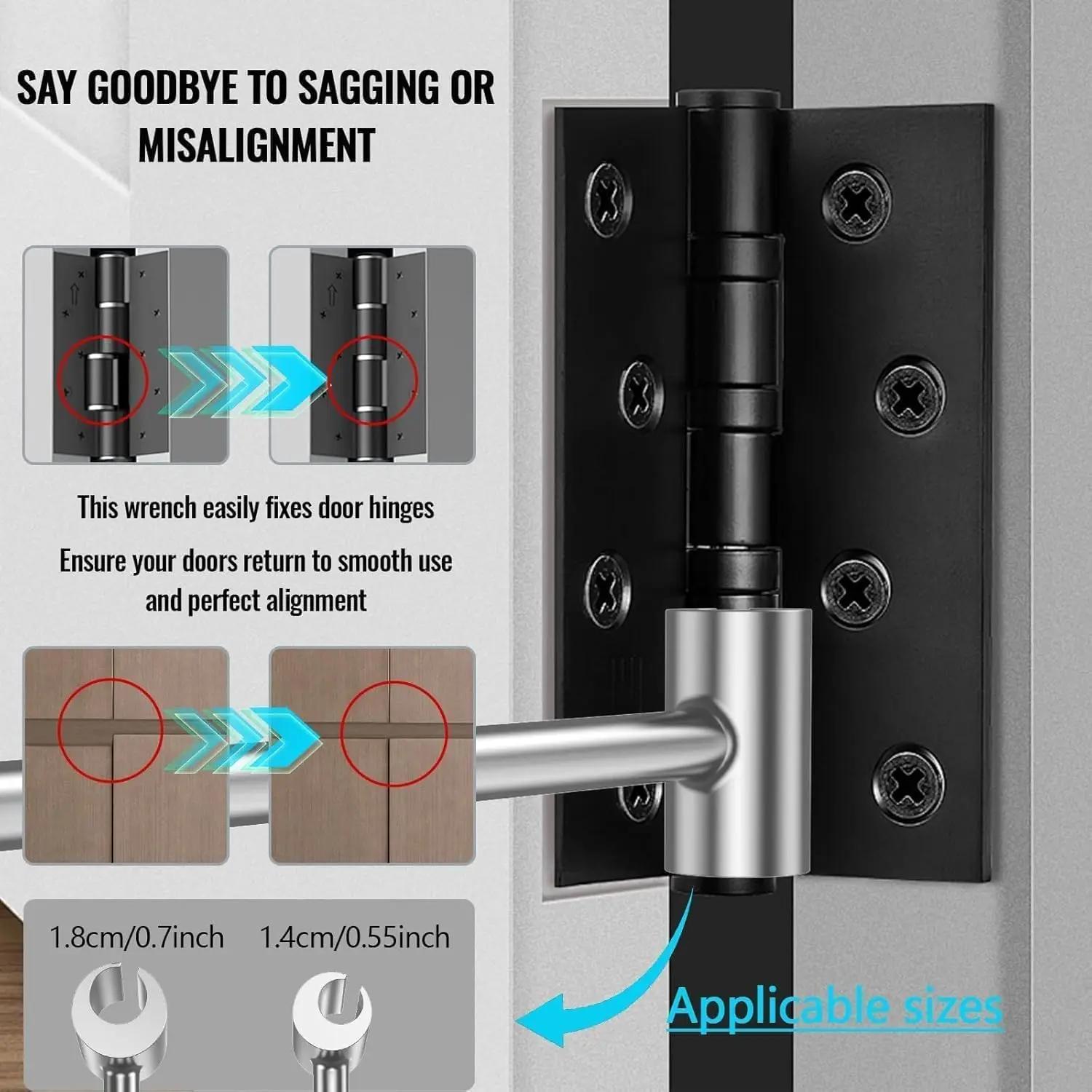 Universal Door Hinge Adjustment Tool, 14-19mm Hinge Gap Adjusting Wrench, Manual Hinge Repair Tool for Home, Office, Store Doors and Property Maintenance