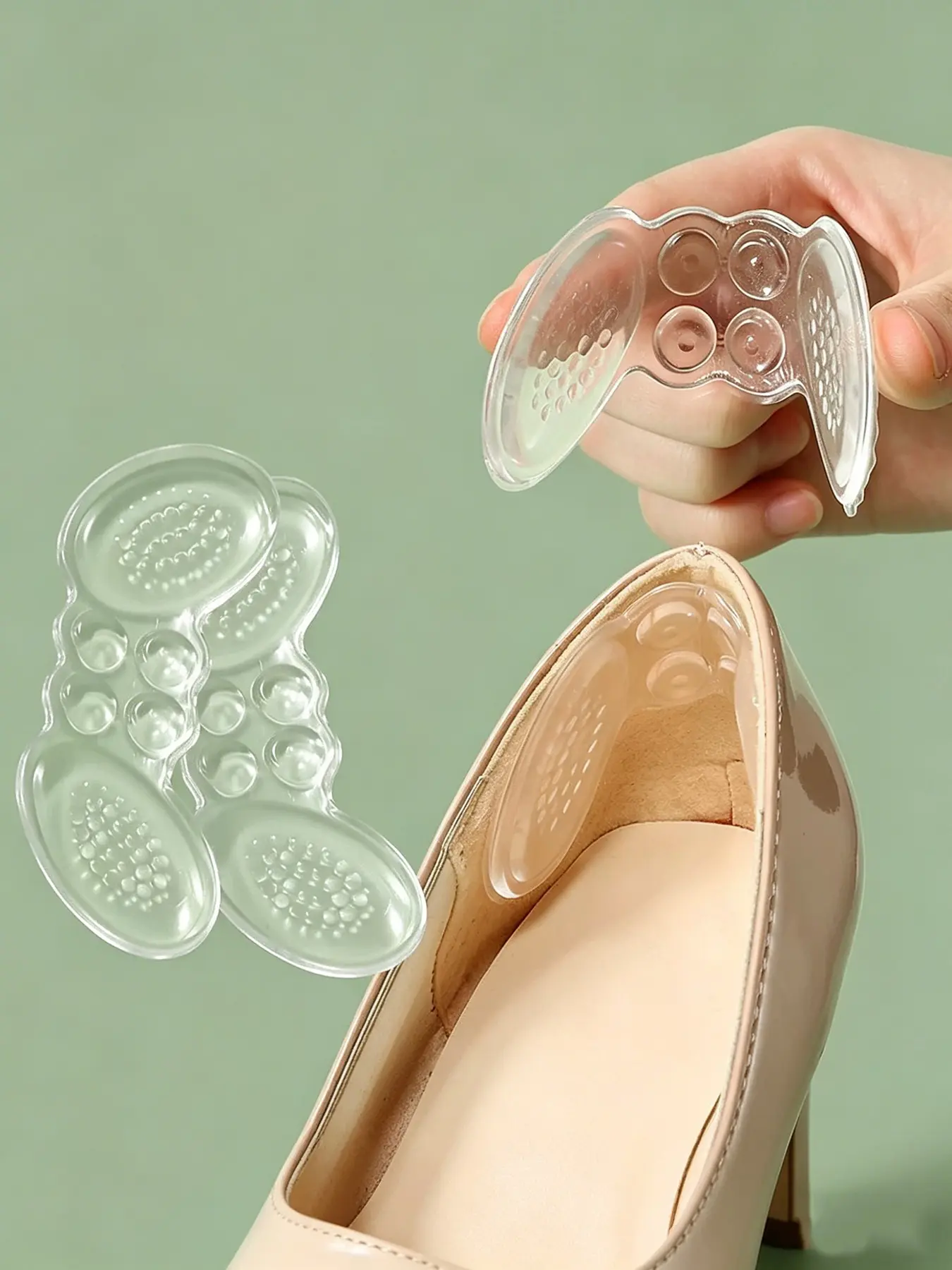Transparent Heel Pads, Anti-Slip and Comfortable, Invisible High Heel Inserts, Size Adjuster for Half Sizes, Shoe Insoles, for Footwear
