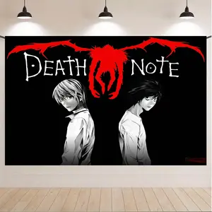 Death Note Anime Tapestry, Dark Shinigami Theme Wall Hanging, Mystery Manga Style Backdrop Decor