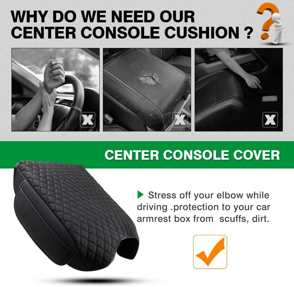 For Ford F150 2015-2020 Center Console Armrest Cover , High-Density Memory Foam & Soft Leather Armrest Pad with Built-in Storage, Anti-Slip Scratch-Resistant Car Interior Decor & Protector for F150 Truck