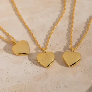 Initial Heart Locket Necklace by Caitlyn Minimalist - 18K Gold Plated Custom Letter Pendant Necklace with Twist Chain - Personalized Jewelry - Perfect Valentine's Day Gift for Her