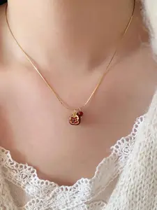 Vintage Pomegranate Necklace for Women, Elegant Collarbone Chain, Charm Necklace, Dating Party Jewelry for Birthday gift Christmas Gift