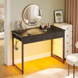 Pinmoco 41-Inch White Modern Minimalist Desk - Heavy-Duty A-Frame, Adjustable Height, Storage Drawer & Shelves, Space-Saving Sturdy Construction for Home Office Small Spaces Easy Assembly