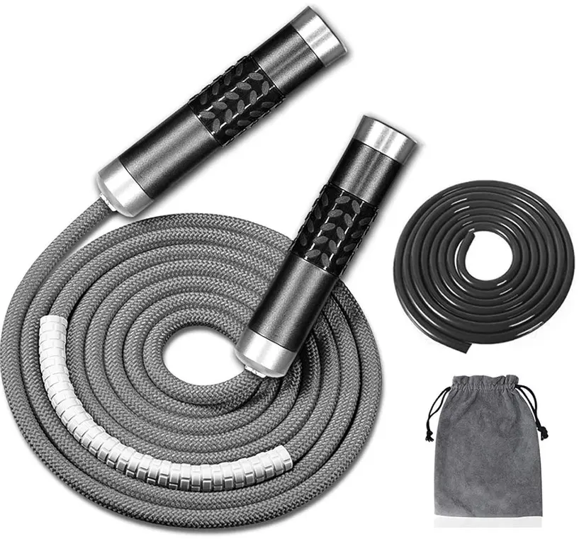Redify Weighted Jump Rope for Fitness Workout (1LB), Fast Speed ​​Tangle-Free with Balls for Weight Loss MMA Boxing Training, Aluminum Handle 9MM Adjustable Length Cotton Fabric + 9MM Solid PVC Cord