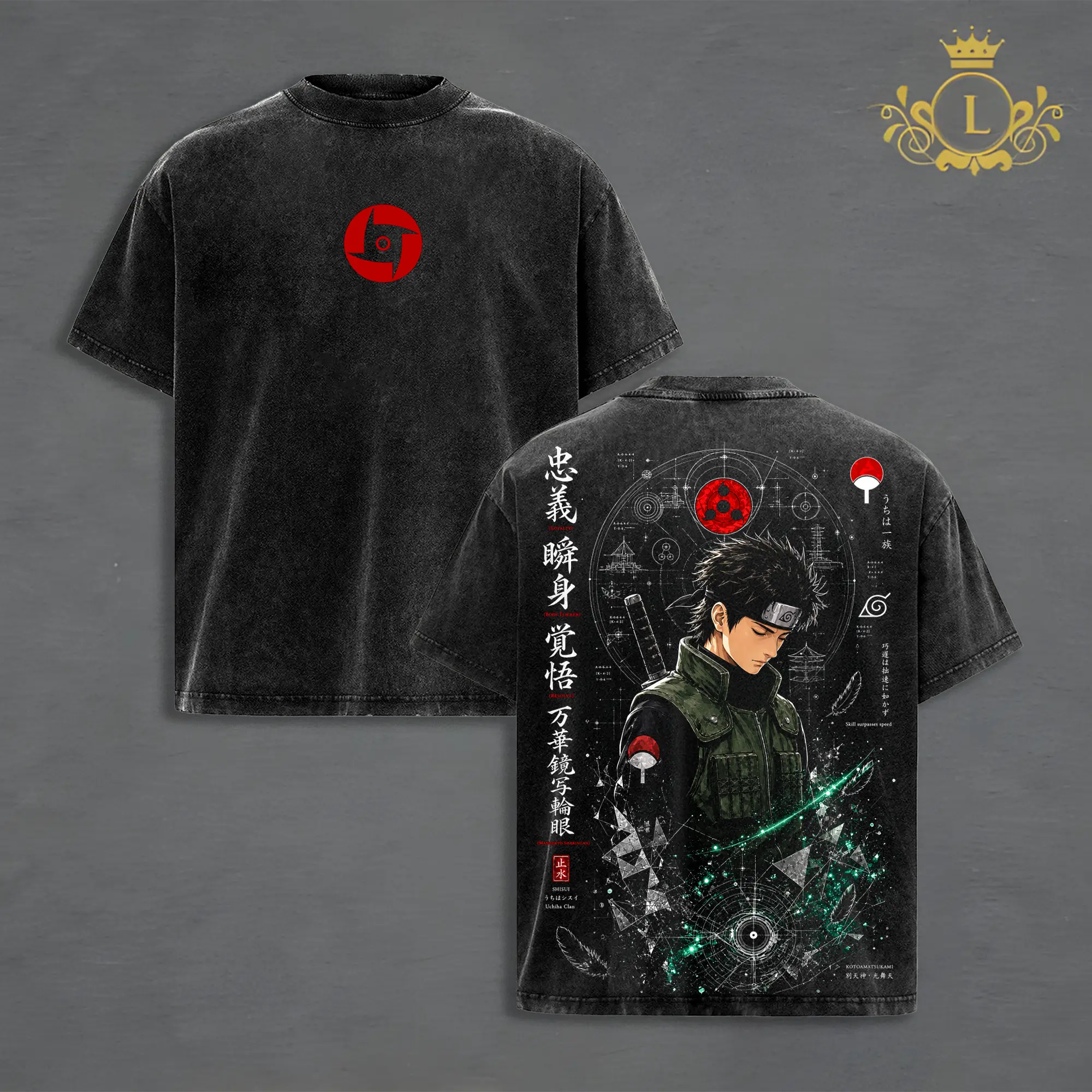 Shisui Uchiha Anime Graphic T-Shirt Hoodie, Sharingan Ninja Vintage Washed Tee, Uchiha Clan Japanese Manga Streetwear, Oversized Premium Cotton Shirt, Harajuku Fashion, Unisex Anime Collector Gift