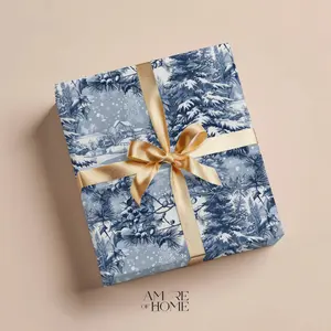 Vintage Christmas Toile Gift Wrap Holiday Gift Wrapping Paper Christmas Gift Wrap Blue Toile Christmas Wrapping Paper Roll Gift Wrap Paper wrapping paper gift wrap