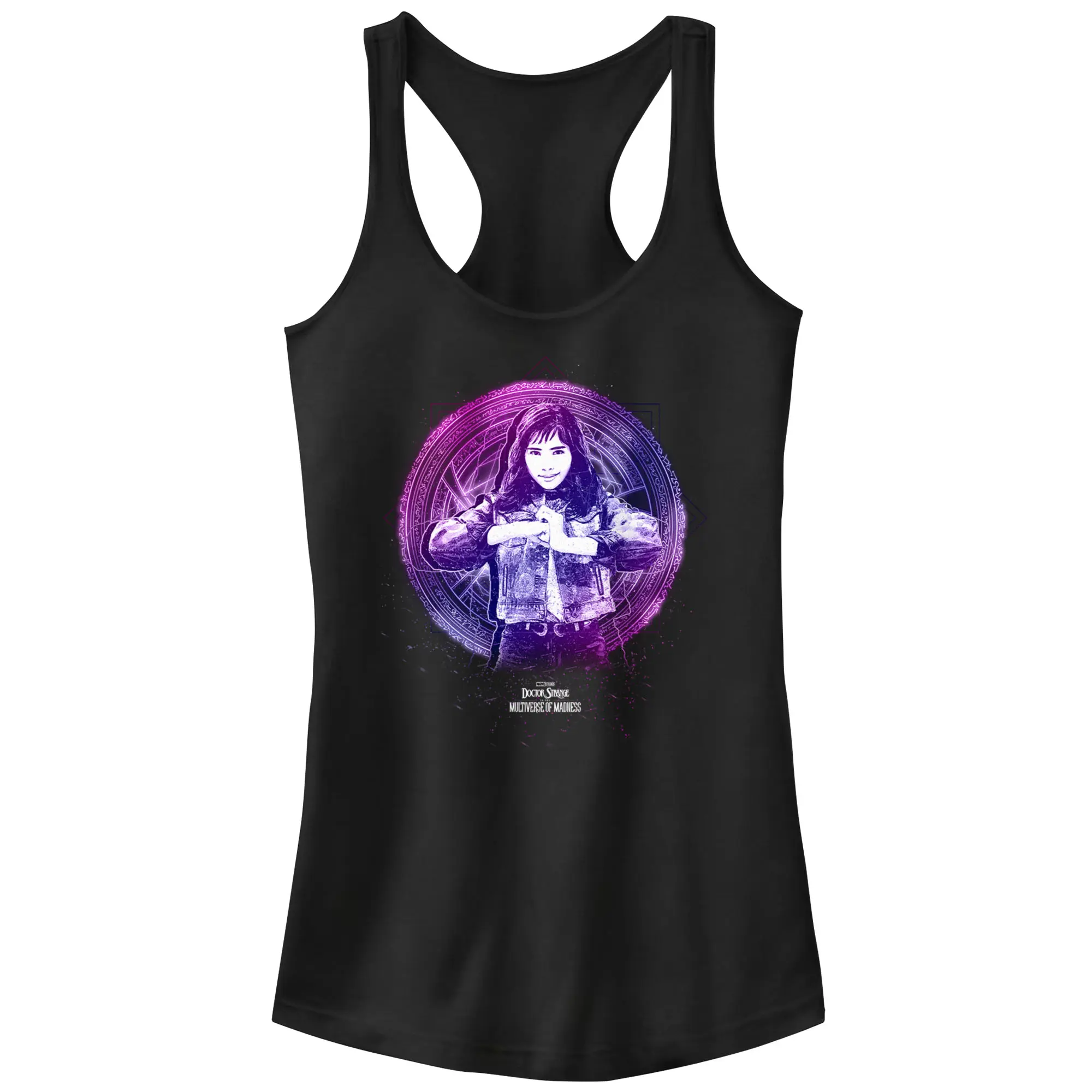 Juniors Womens Marvel Doctor Strange in the Multiverse of Madness Celestial America Chavez Racerback Tank Top