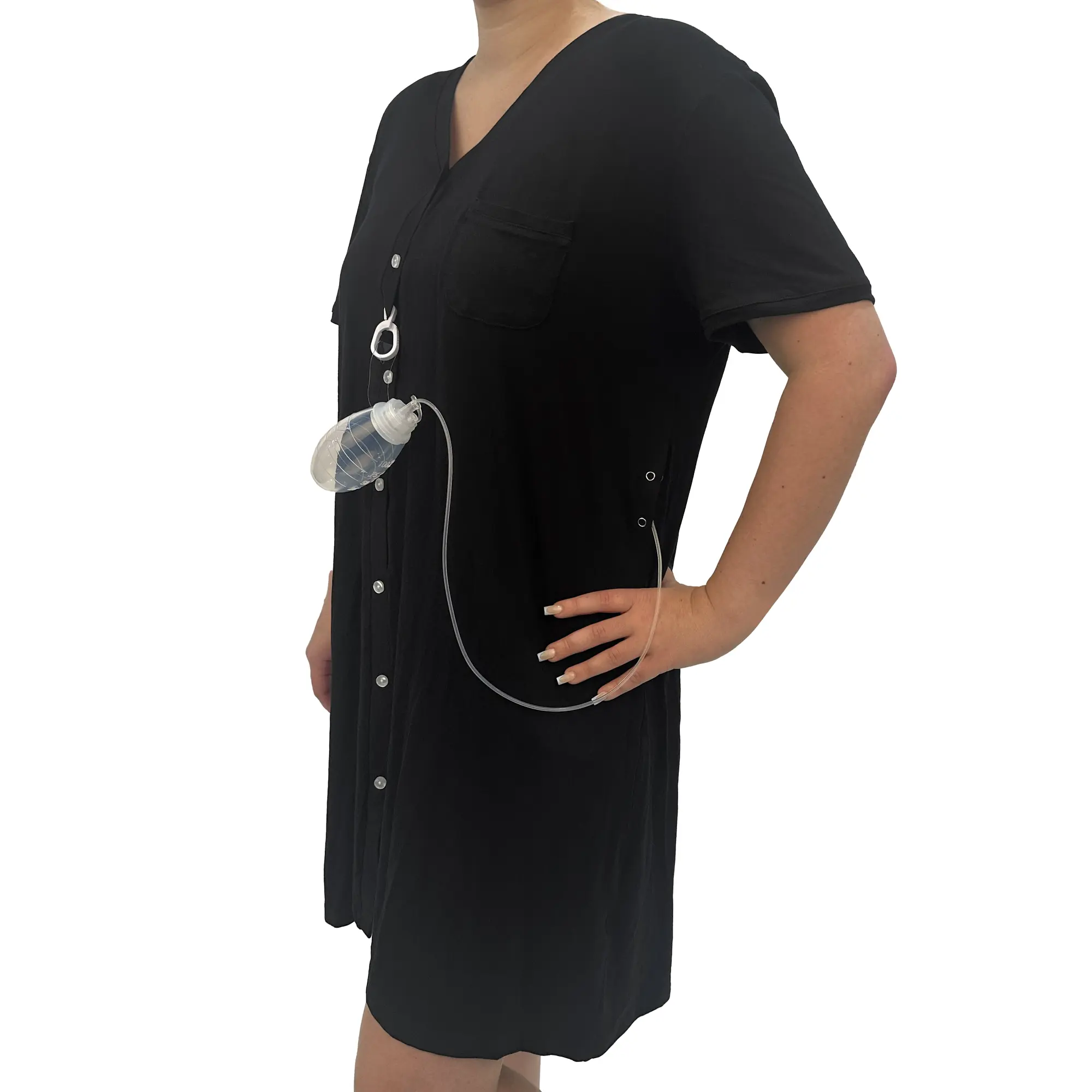 Mastectomy Shirt w/ Side Drain Openings Womens Short Sleeve Button Up Pajama Shirts Clothes After Breast Surgery Clothing Must Have Cancer Gift for Women Post Surgical Augmentation Reduction Essential