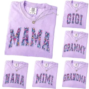 Custom Comfort Colors Mama T-Shirt, Floral Mom Spring Shirt, Personalized Flower Grandma Tee, Floral Nana Auntie Mimi Gigi Grammy Shirt - AG