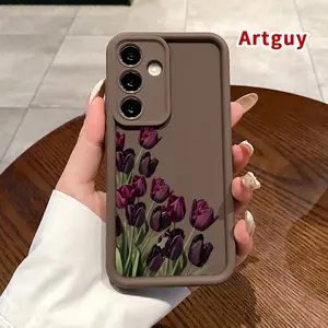 Phone Case Compatible with Samsung Galaxy S24 Plus S25 S23 S22 Ultra S24+ Case Dark Tulip Grace All Coverage Anti-Fall Durable Protective Softcase Gift for Boy