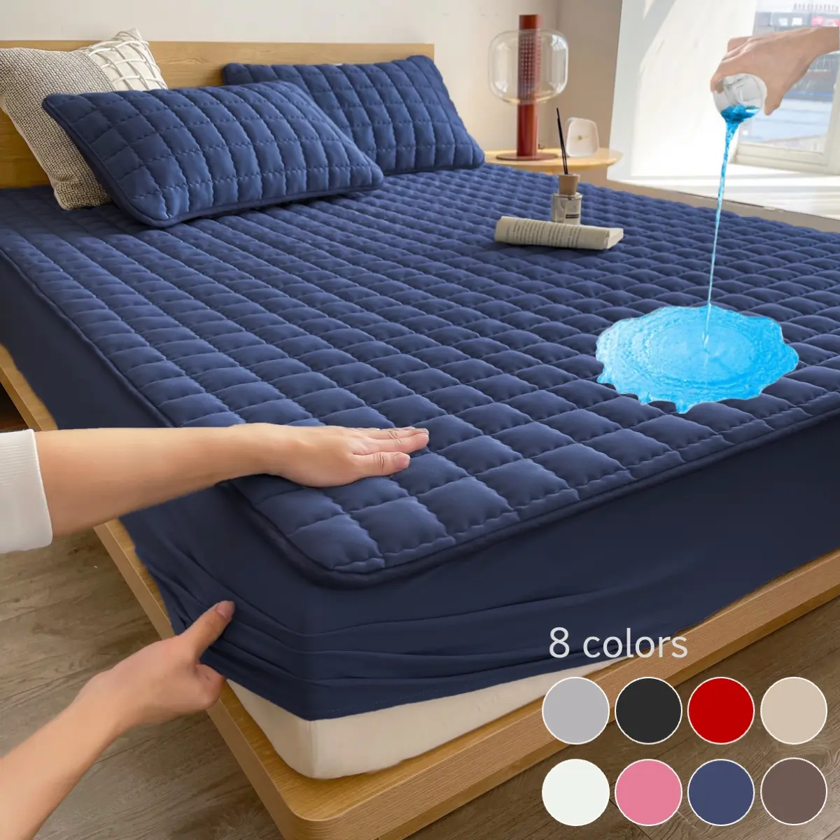2pcs/3pcs waterproof mattress protector set, Waterproof mattress cover for queen beds, fits 6"-18" deep with deep pockets. Soft, breathable, noiseless, washable, and stain-resistant. Ideal for bedrooms, guest rooms, Includes pillowcases