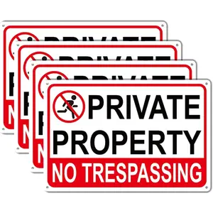 Large No Tresspassing Sign Private Property 8x12 Inch Rust Free Aluminum, Sturdy Private Property Metal Signs with Reflective Materials, Outdoor Keep Out Sign for Home, Farm, Yard