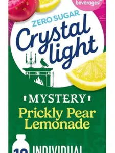 Crystal Light Drink Mix, 10 Individual Packets, Hydration for Book Lovers and Mystery Readers, Prickly Pear Lemonade Artificial Flavor, Zero Sugar, No Artificial Dyes, 0.13 oz