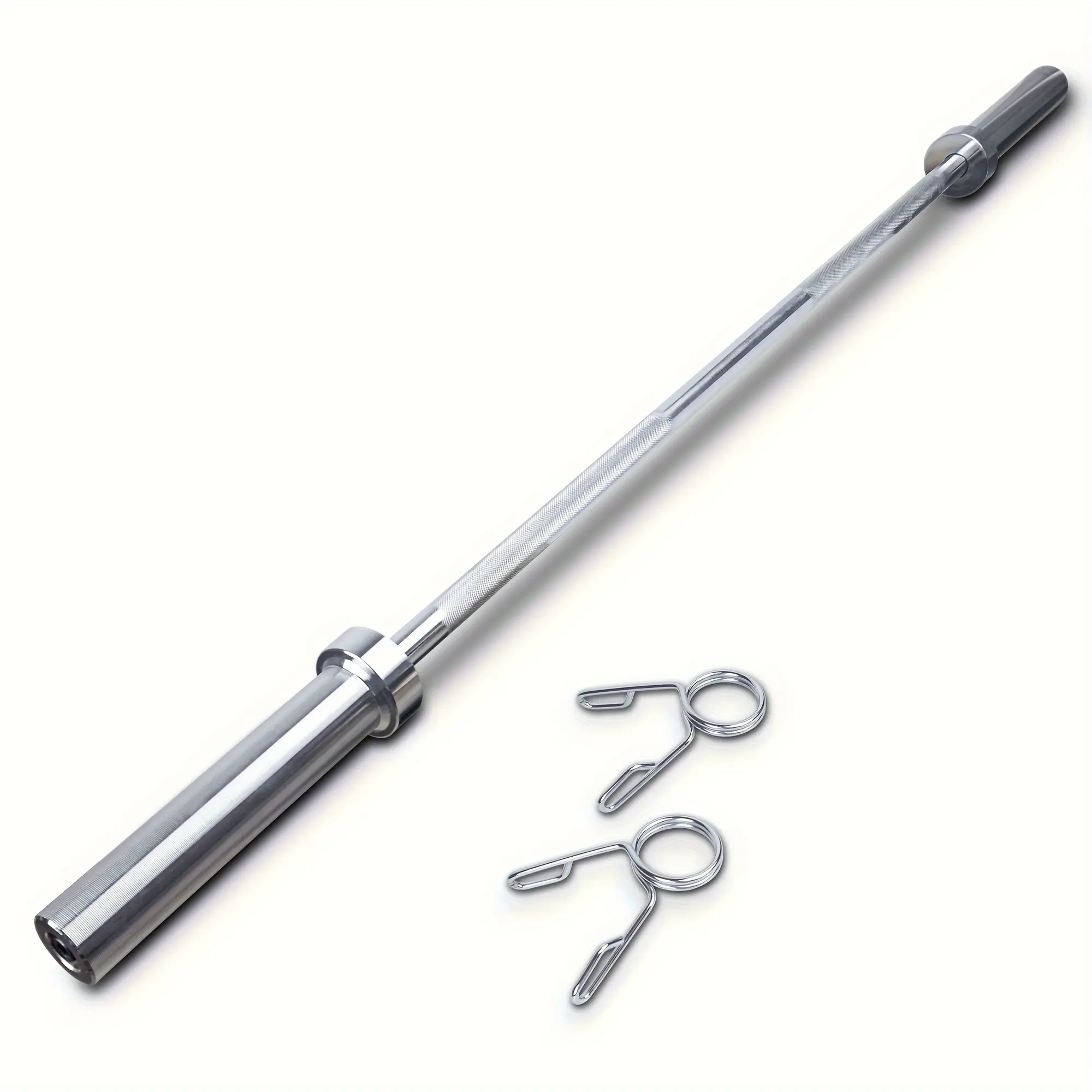 Sports Season Promotion 6 FT 180 Cm Weightlifting Barbell With Spring Collars - Straight Bar For Gym Equipment, Home Fitness, And Exercise Workouts