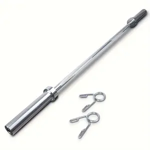 Sports Season Promotion 6 FT 180 Cm Weightlifting Barbell With Spring Collars - Straight Bar For Gym Equipment, Home Fitness, And Exercise Workouts