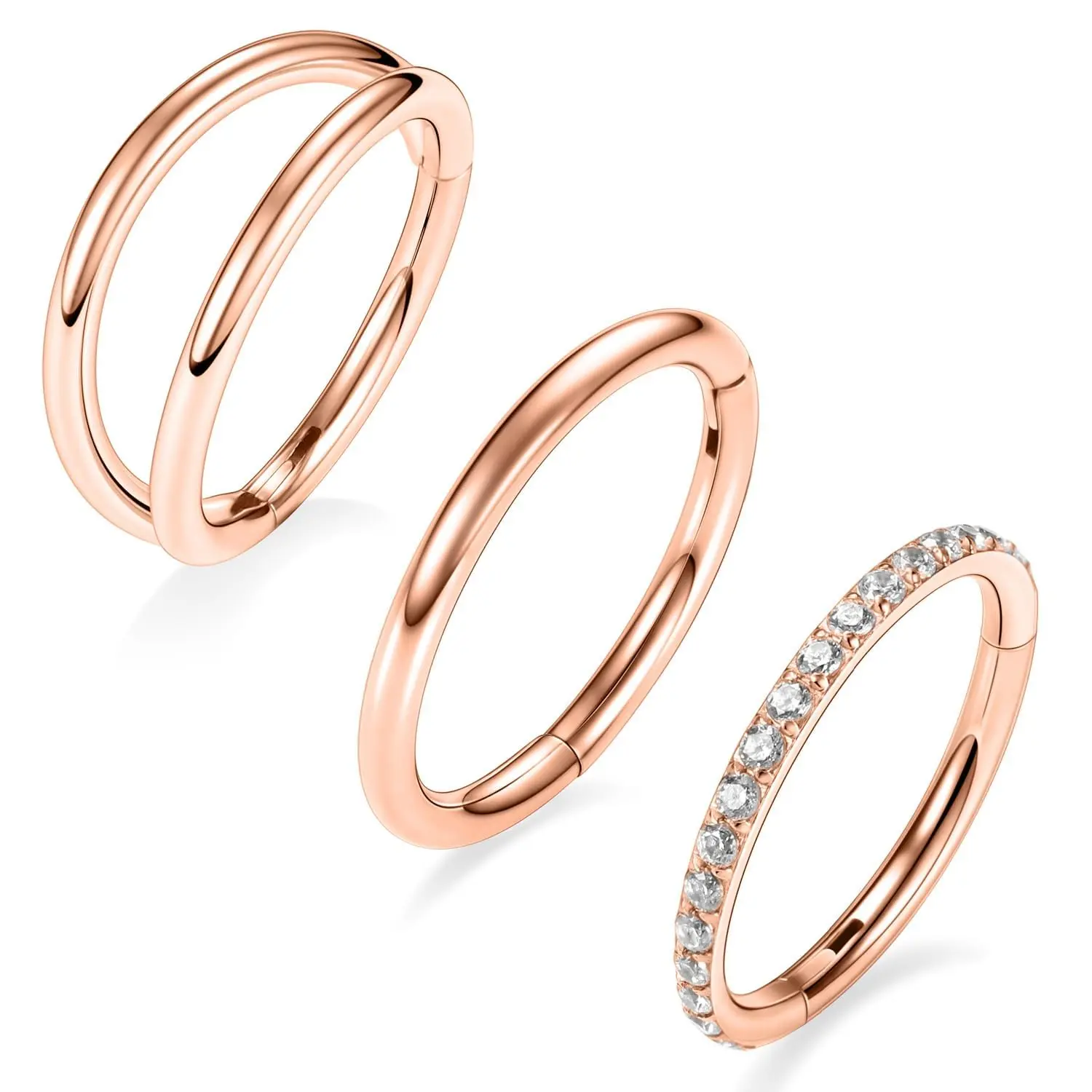 Style 2-Rose gold Double&Clear CZ