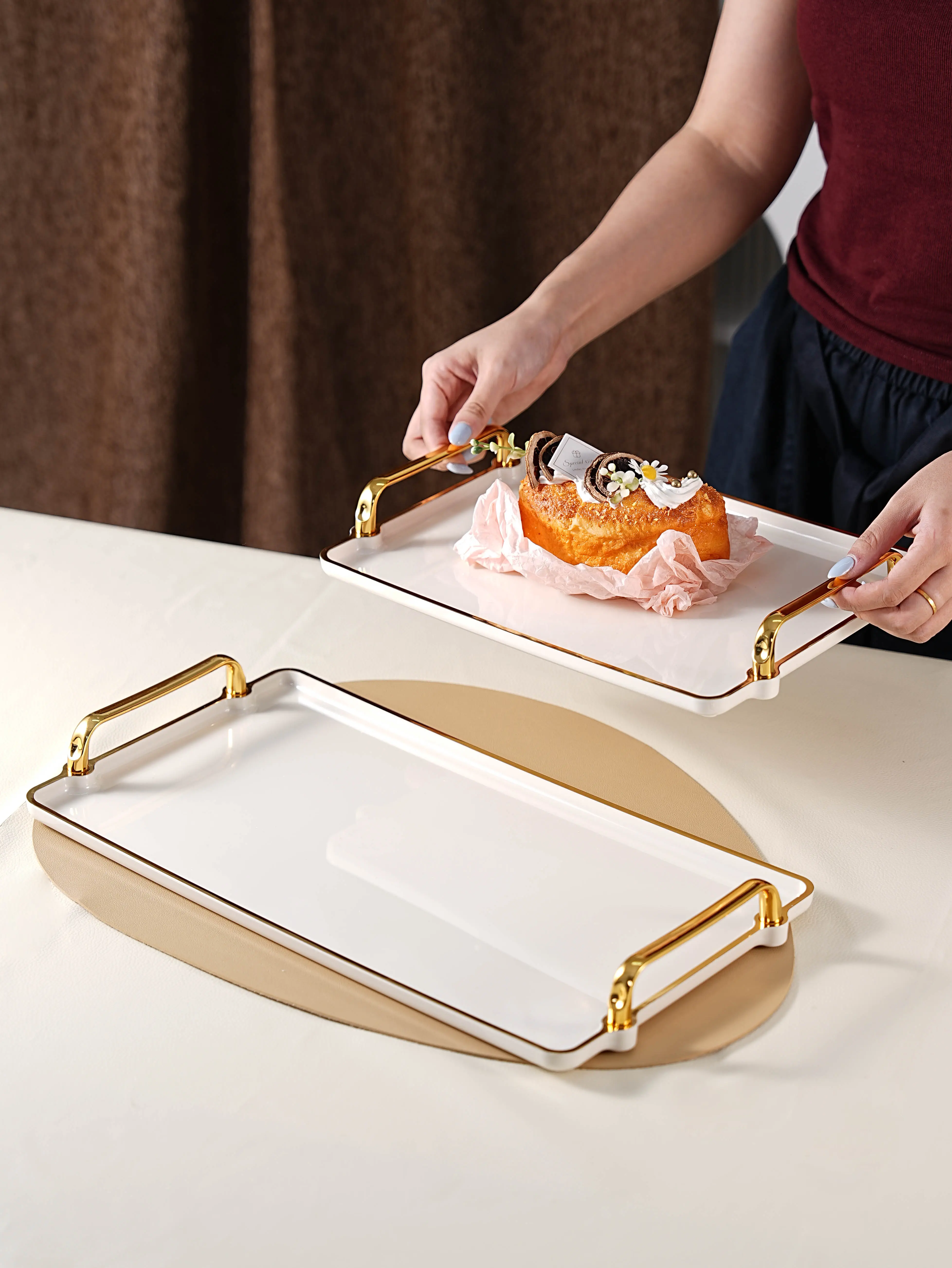 Milk White Acrylic Serving Tray - Rectangular, Perfect for Kitchen Use, Wedding & Party Decor, Tea Party Setup & Home Display