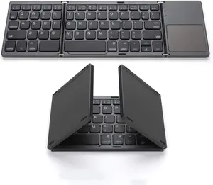 Foldable Bluetooth Keyboard, Pocket Size Portable Wireless Keyboard with Touchpad for Mac OS,Android, Windows, Linux, PC, Tablet, with Rechargeable Li-ion Battery-Dark Gray