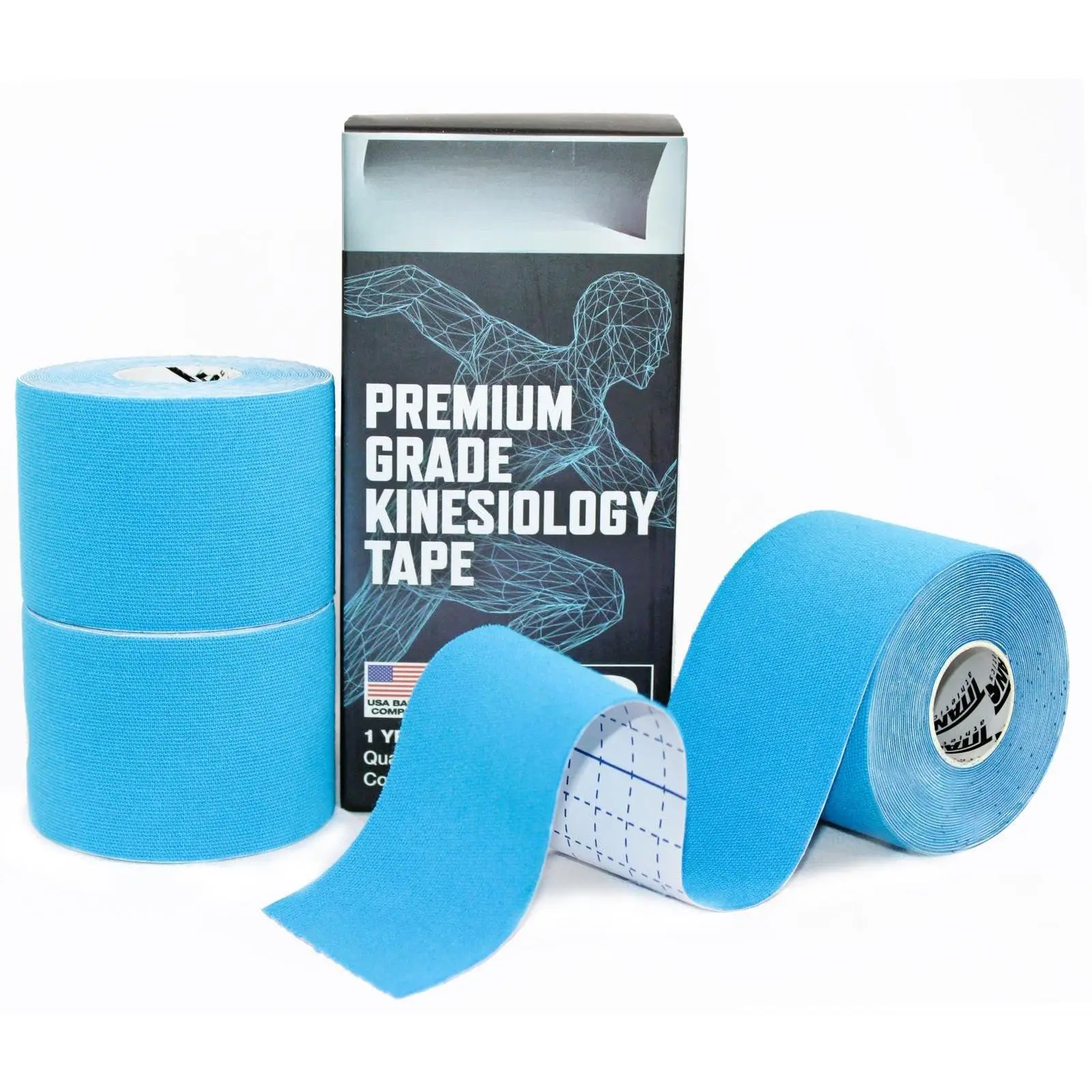3 Rolls I Uncut Kinesiology Tape (2 In X 16.4 Ft Per Roll) Quality Ideal Support For Joints And (stretchable  Breathable & Hypoallergenic) (3 Pack Blue)