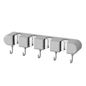 1pcs Mop Rack with Hook Wall Mounted Mop and Broom Rack Punch-free Broom Storage Rack Space-saving Broom Hanger Mop Clip Rack Hanging Mop and Broom Storage Suitable for Bathroom Home