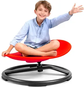 Spinning Chair for Autistic Kids - Sensory Swivel Seat with 220 lbs Weight Capacity & Non-Slip Base, Improves Balance & Coordination, Sit and Spin Sensory Toy for ADHD/Autism, Ages 3+ (Red)