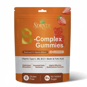 SDRXDE Women’s Vitamins, Sugar-Free B-Complex Vitamin Gummies, Containing Vitamins B12, B6, B7, Biotin, and Folic Acid, Strawberry-Flavored Daily Nutritional Supplement, Gluten-Free Adult Multivitamin, 60-Count Bottle