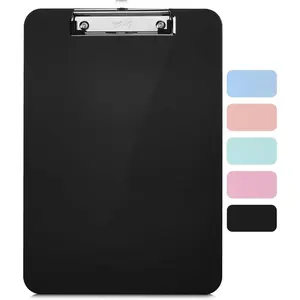 Plastic Clipboard, Letter Size, Black, with Low-Profile Metal Clip and Retractable Hanging Hole