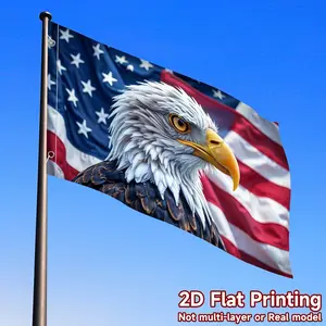 2D Flat Printed Welcome Flag, 1pc. Eagle & American patriotic design, no power needed. For outdoor lawn, yard, porch & gatherings. Flagpole not included. High-quality printing, outdoor banner for homeowners.