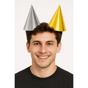 Gold & Silver Foil Party Cone Hats