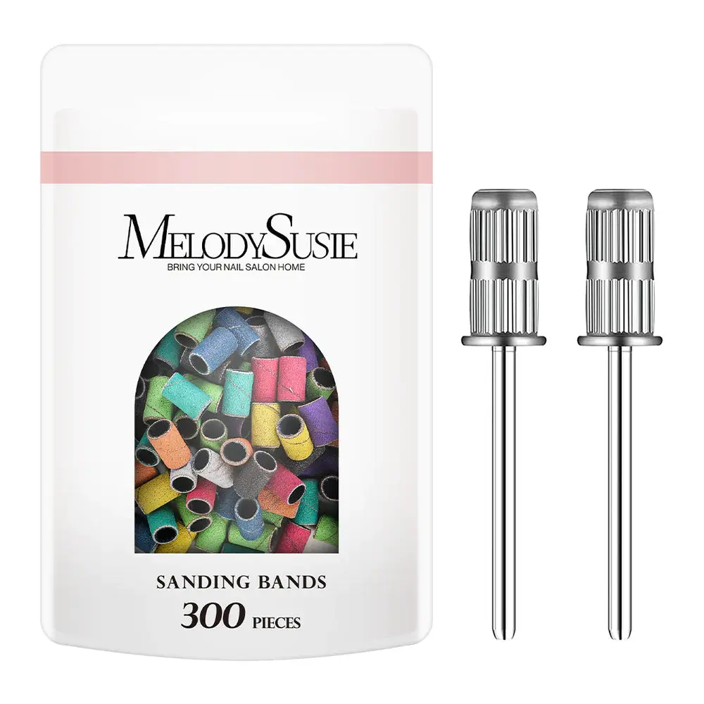 MelodySusie 300-Piece Sanding Bands, Mixed Colors for Manicure & Pedicure, Home Spa Equipment for DIY Nail Care, Bring Your Nail Salon Home
