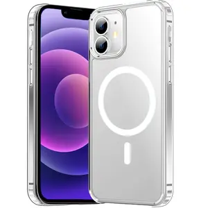 Crystal Clear Magnetic Phone case for iPhone 12 13 14 15 16 17 Pro Max, Shockproof Protective Slim-Fit Protective Phone Case Support Wireless Charging