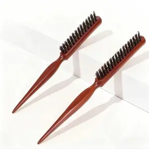 Boar Bristle Narrow Tooth Comb, Long Handle Styling Brush, Smooth Hair, Men's Beard Comb, for Damaged and Curly Hair, New Women's Tail Comb
