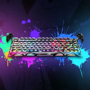 GravaStar Mercury V75 Pro Neon Graffiti 75% Hall Effect Magnetic Switch Gaming Keyboard, Only Wired, Hot‑Swappable, 8000 Hz Polling, Dual‑Zone RGB, Semi‑Aluminum Frame