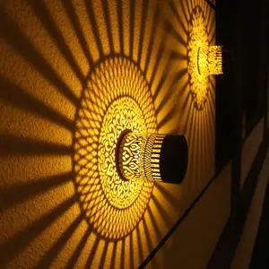 Solar-powered lawn lights, outdoor waterproof garden lights, hollow projection lights, ambient lights, garden decorative ground lights, popular mandala design