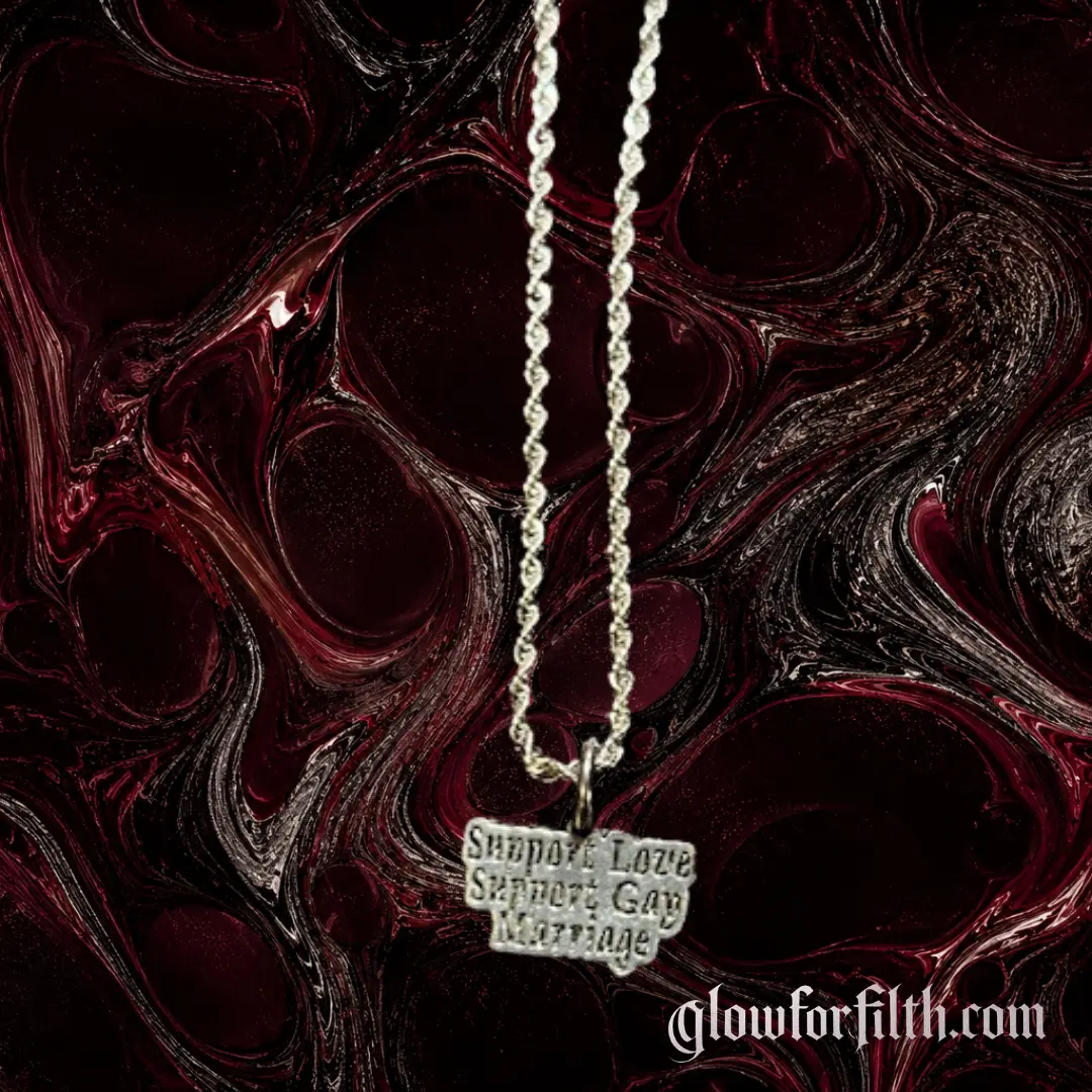Support Gay Marriage Necklace – Stainless Steel Rope Chain with Pewter Charm (20")