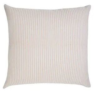 360 Stand 2-Piece Set Beige Striped Print 100% Cotton Throw Pillows, 4x20x20 in, Zipper Closure, Coastal Vibe, Indoor Use, 2-Piece Sets, Two Piece Sets