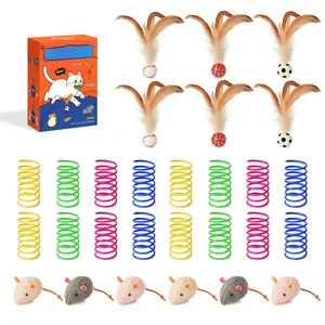 Cat Toys Pack for Indoor Cats, 28PCS Interactive Kitten Accessories with Feather Balls, Mice, Colorful Springs – Starter Kitten Toy Stuff Set, Bored Kitty Must-Have Supplies
