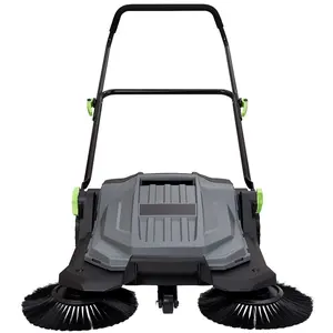 Walk Behind Floor Sweeper, 25.6 Manual Sweeper with 5 Gallon Container, Adjustable Handle, Non-Electric Push Sweeper for Garage, Patio, Walkway, Yard Default