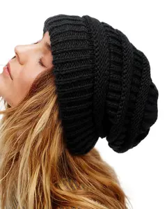 Womens Satin Lined Winter Beanie Hats Cable Knit Beanie for Men Silk Lining Thick Chunky Cap Soft Slouchy Warm Hat for Women