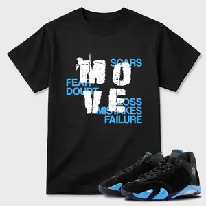 Unisex T-shirt To Match Sneakers Jordan 14 Black & University Blue - Move. 100% Cotton for Casual Wear. Comfortable Summer Unisex T-Shirt to match Jordan Sneaker. Streetwear Style. urban outfitters