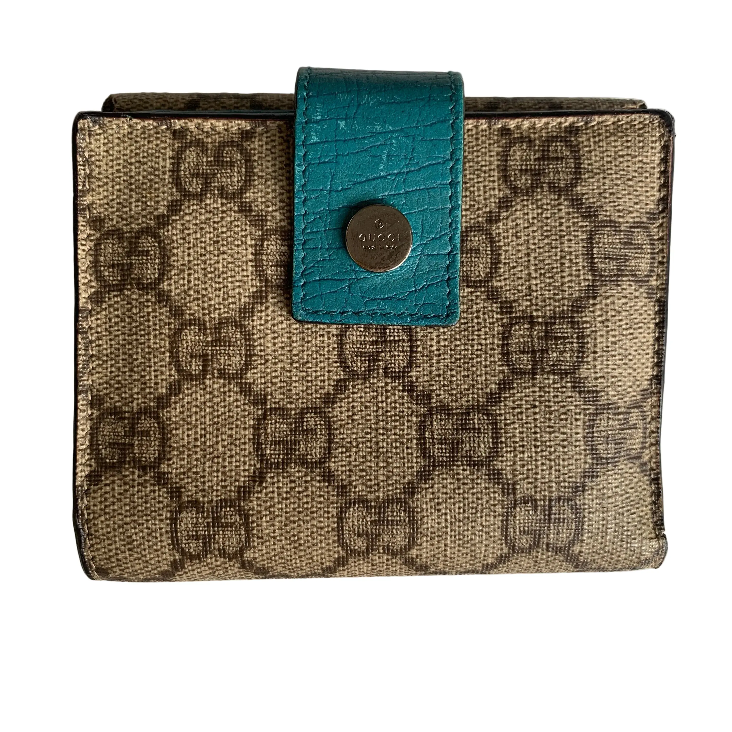 Pre-owned GUCCI Wallet Small Leather Goods monogram trifold compact authentic with COA