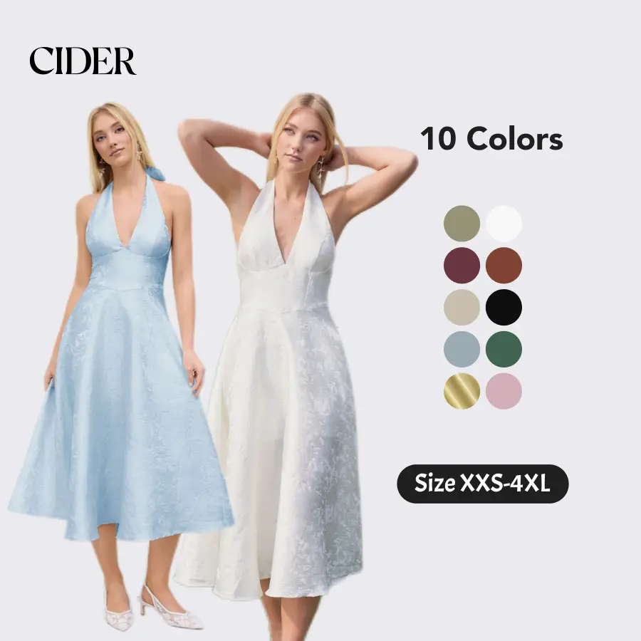 Cider Jacquard Halter Neckline Floral Lace Up Maxi Dress SwimWeek - TikTok Shop Cider Jacquard Halter Neckline Floral Lace Up Maxi Dress SwimWeek - TikTok Shop