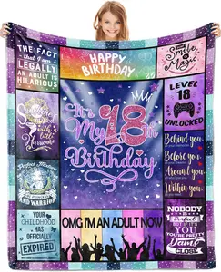 18th Birthday Gifts for Girls Blanket 50"x60" - Gifts for 18 Year Old Girls - 18 Year Old Girl Birthday Gifts Ideas - 18th Birthday Decorations for Girls Throw Blankets