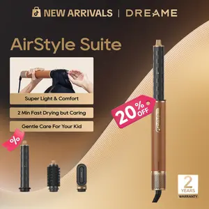 DREAME AirStyle Suite Hair Styler & High-Speed Dryer, 110,000 RPM Motor, 3 Essential Snap-On Attachments for Curling, Volumizing & Fast Dry, Frizz Control, Cool Shot, Luxury Leather Travel Bag