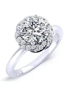 Almond - Round Moissanite Engagement Ring