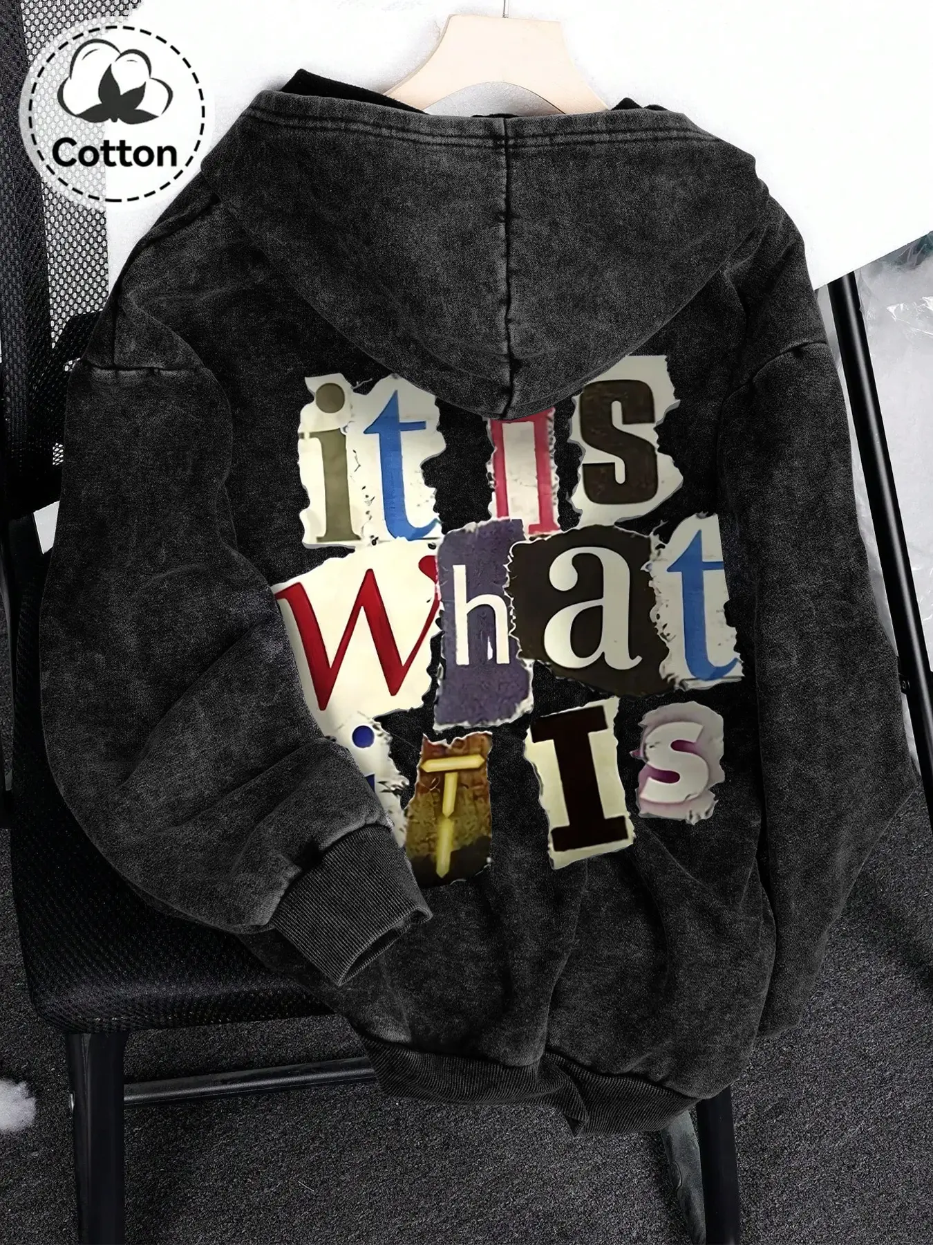 Men's Cotton Hooded Sweatshirt, Vintage Print, Wash Design, Soft Comfortable Fabric, Casual Style, Perfect for Spring & Fall, Graphic Hoodies, Printed hoodie