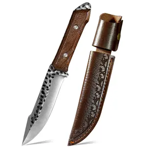 1 piece kitchen knife, 5.11-inch sharp blade, fruit knife with leather cover, suitable for family gatherings, outdoor hiking, camping, men's gifts